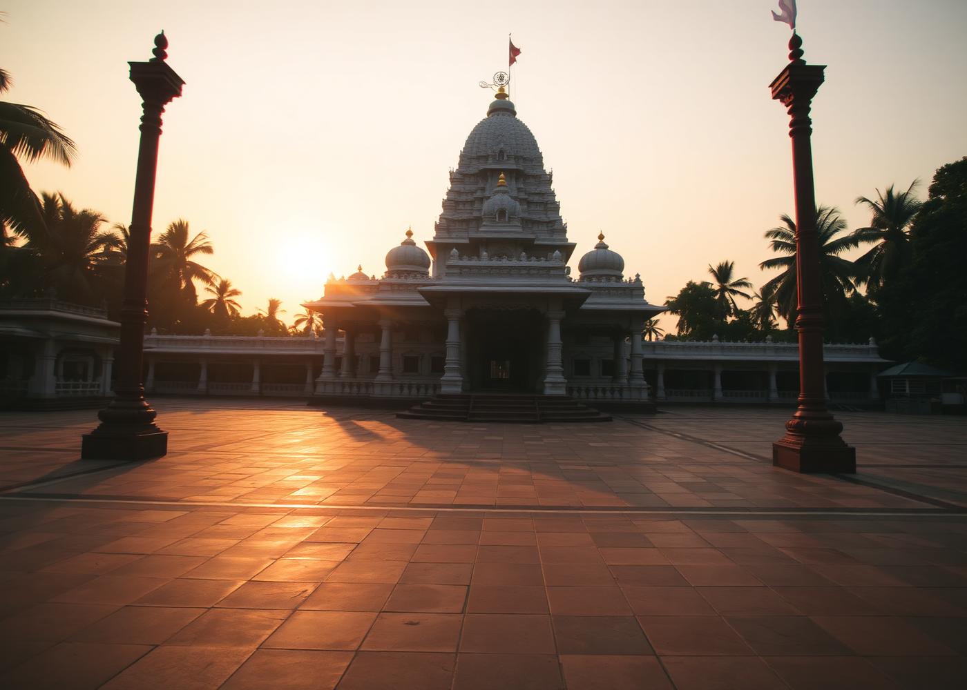Mayapur temple at golden hour
